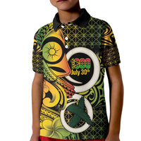 Vanuatu 1980 Kid Polo Shirt Ni-Van Tamtam Sand Drawing Pattern LT14 Kid Black - Polynesian Pride