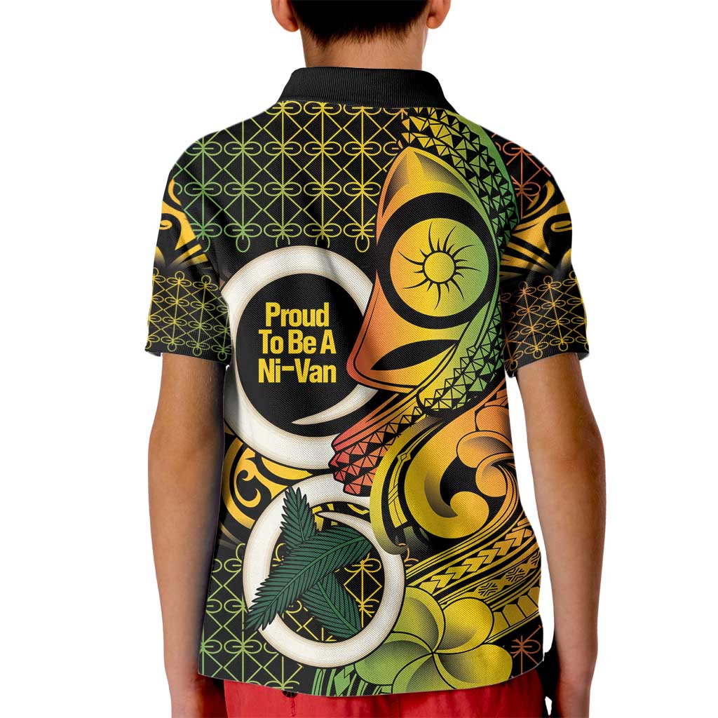 Vanuatu 1980 Kid Polo Shirt Ni-Van Tamtam Sand Drawing Pattern LT14 - Polynesian Pride