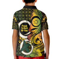 Vanuatu 1980 Kid Polo Shirt Ni-Van Tamtam Sand Drawing Pattern LT14 - Polynesian Pride