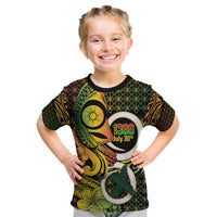 Vanuatu 1980 Kid T Shirt Ni-Van Tamtam Sand Drawing Pattern LT14 Black - Polynesian Pride