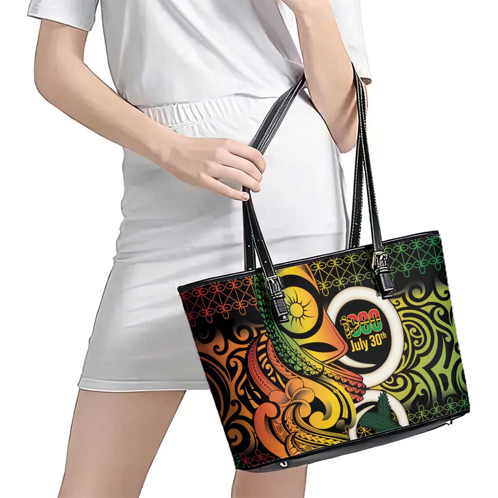 Vanuatu 1980 Leather Tote Bag Ni-Van Tamtam Sand Drawing Pattern