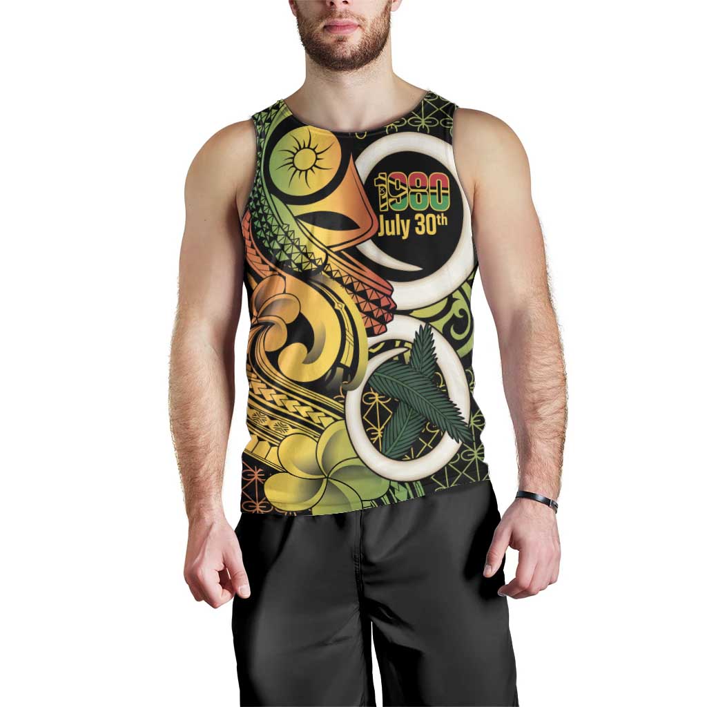 Vanuatu 1980 Men Tank Top Ni-Van Tamtam Sand Drawing Pattern