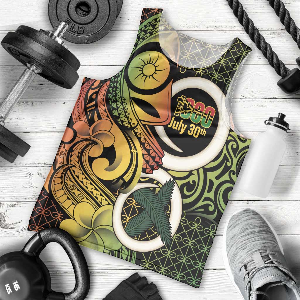 Vanuatu 1980 Men Tank Top Ni-Van Tamtam Sand Drawing Pattern