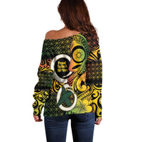 Vanuatu 1980 Off Shoulder Sweater Ni-Van Tamtam Sand Drawing Pattern