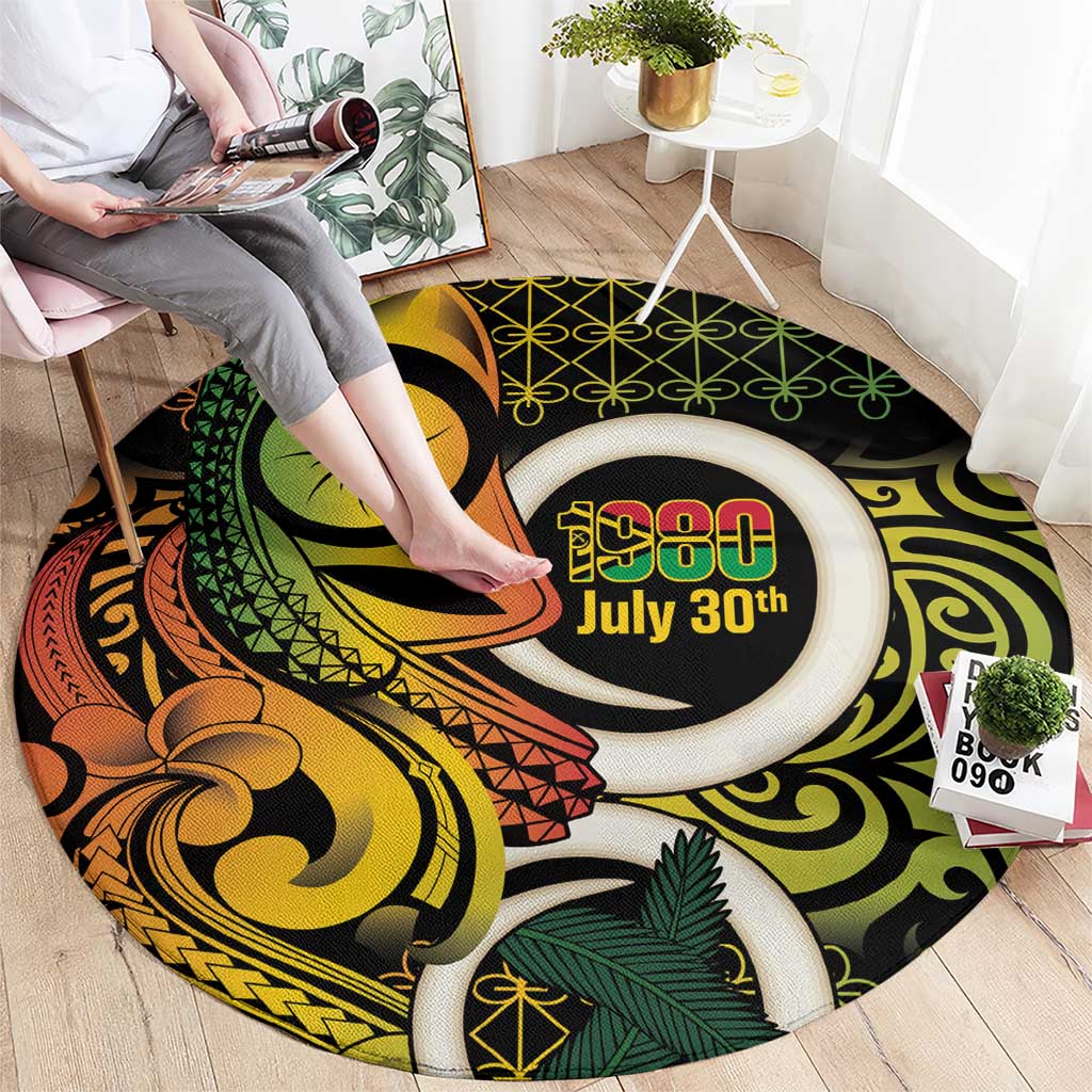 Vanuatu 1980 Round Carpet Ni-Van Tamtam Sand Drawing Pattern