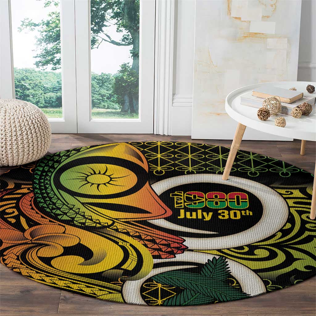 Vanuatu 1980 Round Carpet Ni-Van Tamtam Sand Drawing Pattern