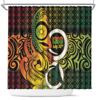 Vanuatu 1980 Shower Curtain Ni-Van Tamtam Sand Drawing Pattern LT14 Black - Polynesian Pride