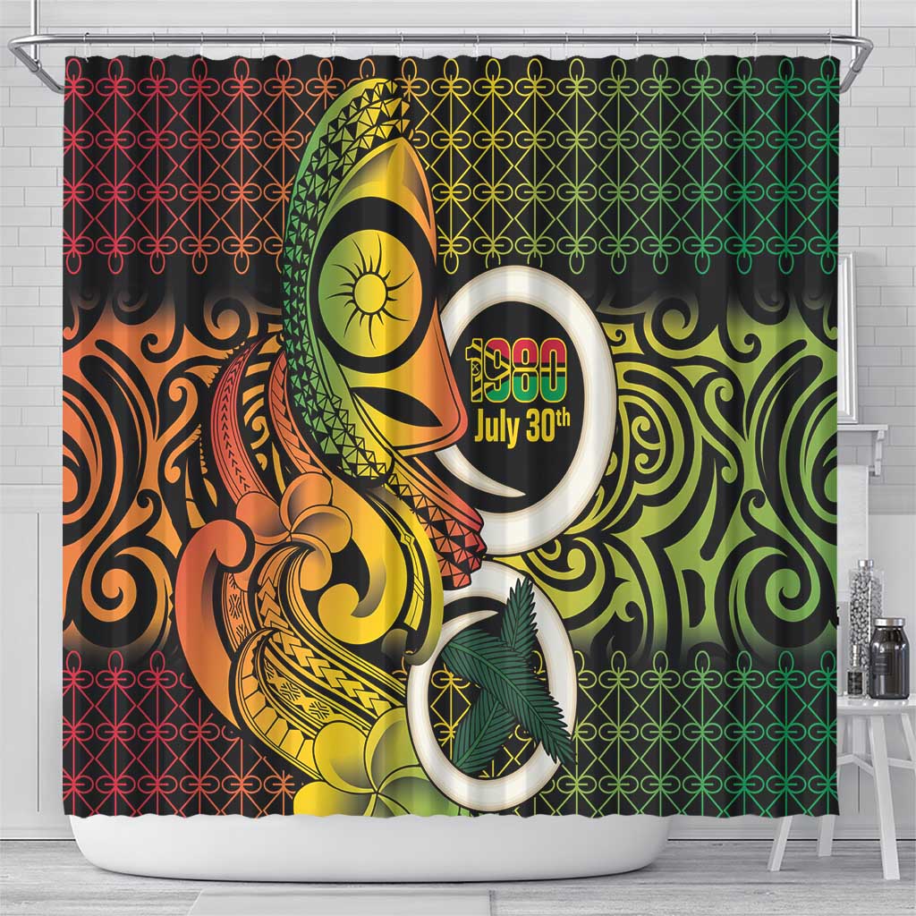 Vanuatu 1980 Shower Curtain Ni-Van Tamtam Sand Drawing Pattern LT14 - Polynesian Pride