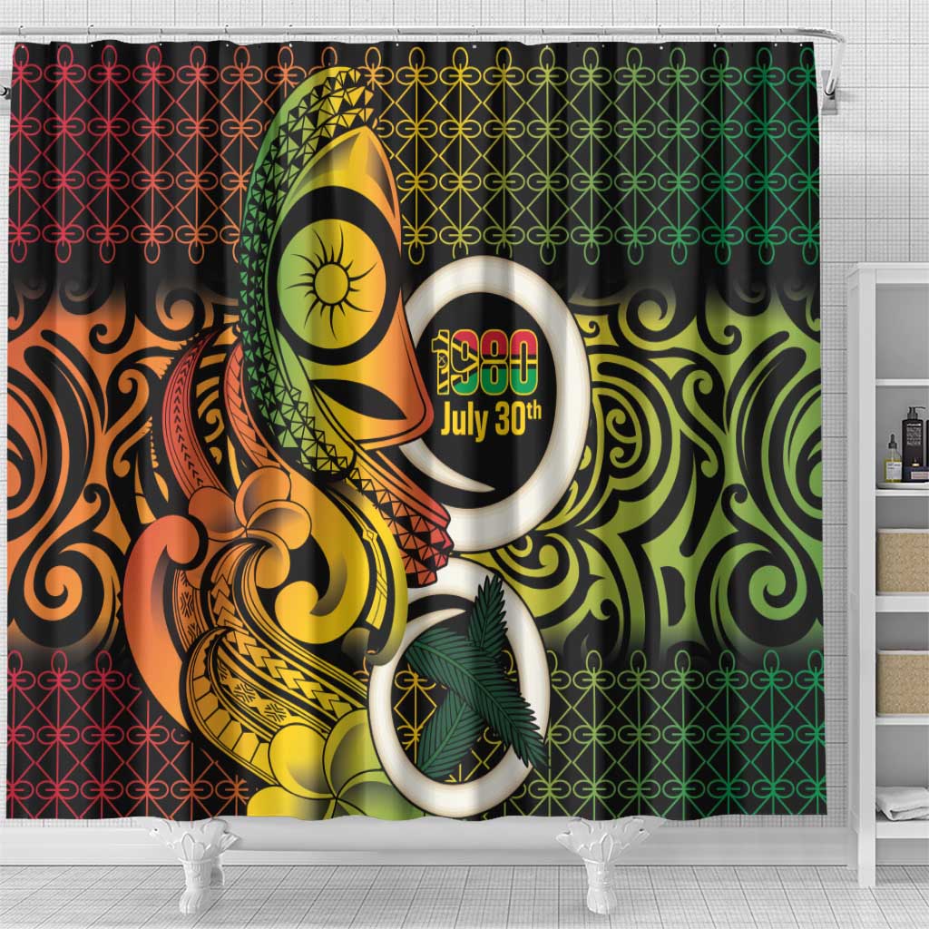 Vanuatu 1980 Shower Curtain Ni-Van Tamtam Sand Drawing Pattern LT14 - Polynesian Pride