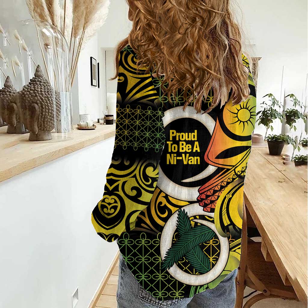 Vanuatu 1980 Women Casual Shirt Ni-Van Tamtam Sand Drawing Pattern LT14 - Polynesian Pride
