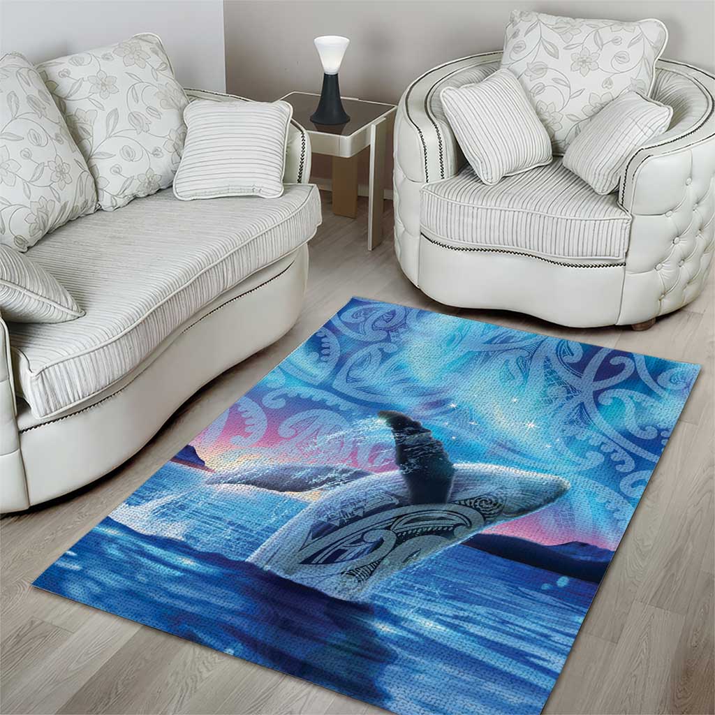 New Zealand Matariki Humpback Whale Area Rug Paikea Maori New Year Blue Galaxy LT14 - Polynesian Pride