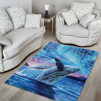 New Zealand Matariki Humpback Whale Area Rug Paikea Maori New Year Blue Galaxy LT14 - Polynesian Pride