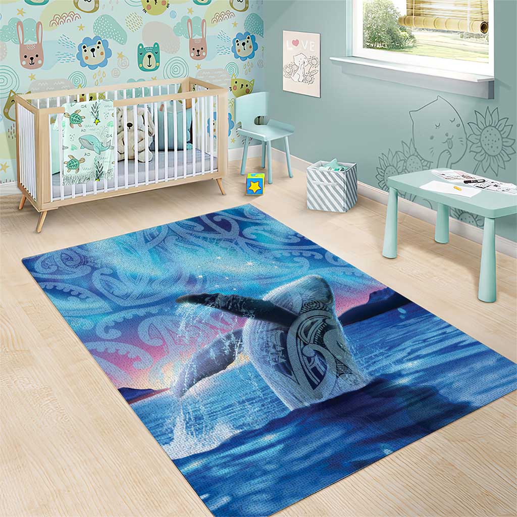New Zealand Matariki Humpback Whale Area Rug Paikea Maori New Year Blue Galaxy LT14 - Polynesian Pride