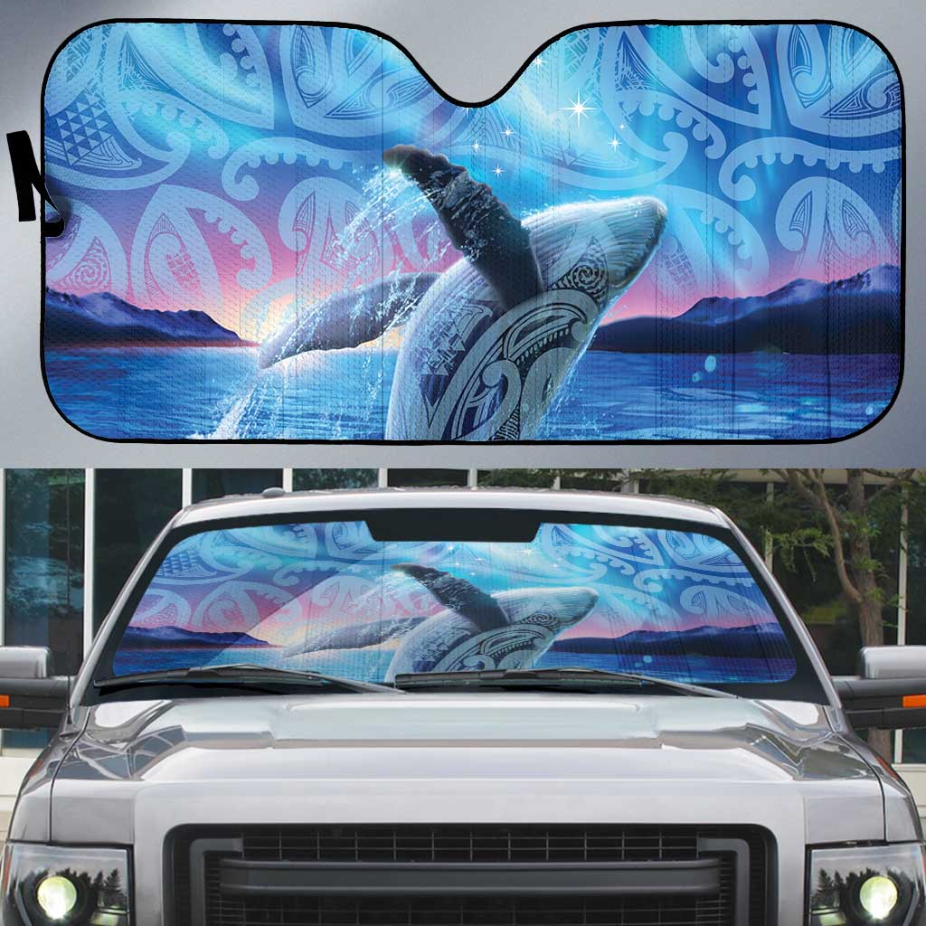 New Zealand Matariki Humpback Whale Auto Sun Shade Paikea Maori New Year Blue Galaxy LT14 Blue - Polynesian Pride