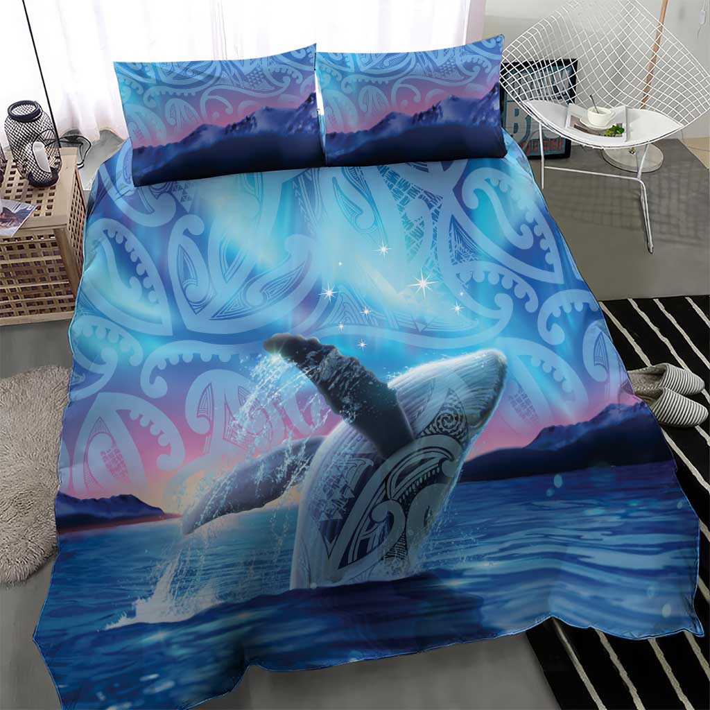 New Zealand Matariki Humpback Whale Bedding Set Paikea Maori New Year Blue Galaxy