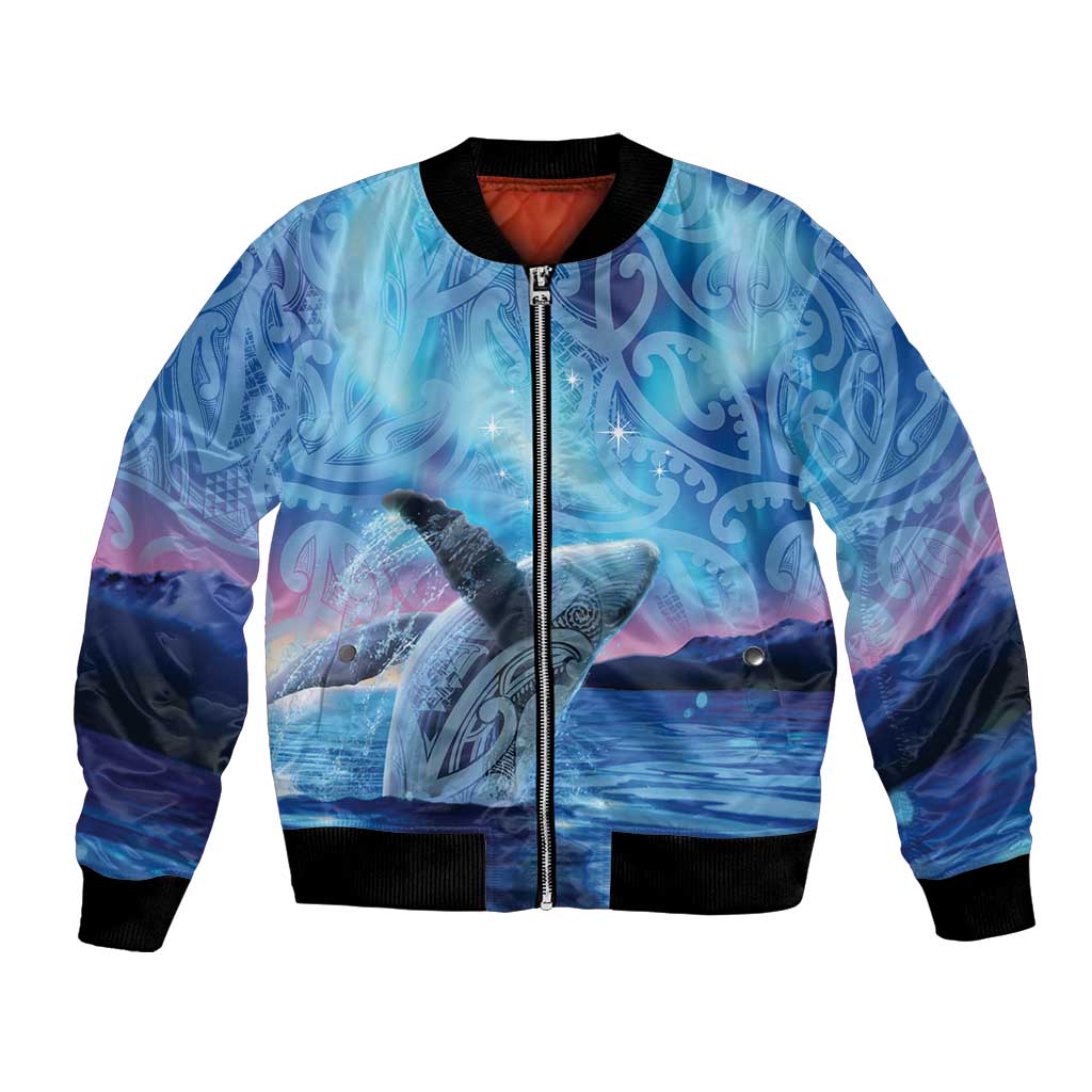 New Zealand Matariki Humpback Whale Bomber Jacket Paikea Maori New Year Blue Galaxy