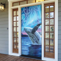 New Zealand Matariki Humpback Whale Door Cover Paikea Maori New Year Blue Galaxy