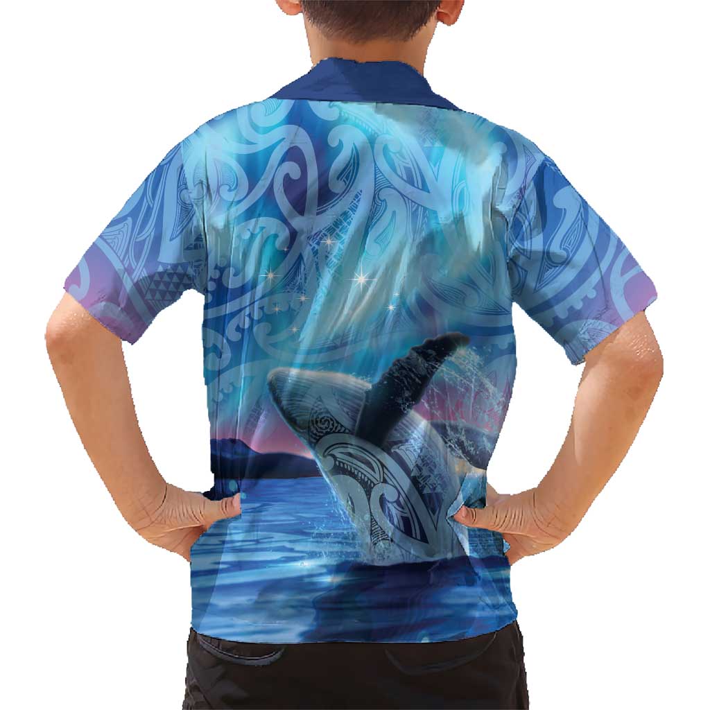 New Zealand Matariki Humpback Whale Family Matching Puletasi and Hawaiian Shirt Paikea Maori New Year Blue Galaxy LT14 - Polynesian Pride