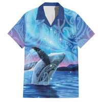 New Zealand Matariki Humpback Whale Family Matching Puletasi and Hawaiian Shirt Paikea Maori New Year Blue Galaxy LT14 Dad's Shirt - Short Sleeve Blue - Polynesian Pride