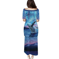 New Zealand Matariki Humpback Whale Family Matching Puletasi and Hawaiian Shirt Paikea Maori New Year Blue Galaxy LT14 - Polynesian Pride