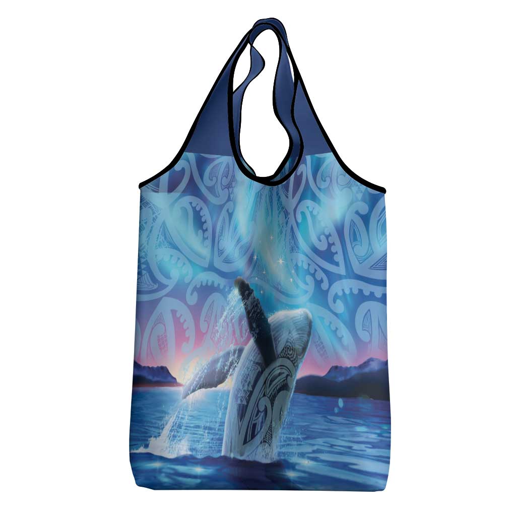 New Zealand Matariki Humpback Whale Grocery Bag Paikea Maori New Year Blue Galaxy