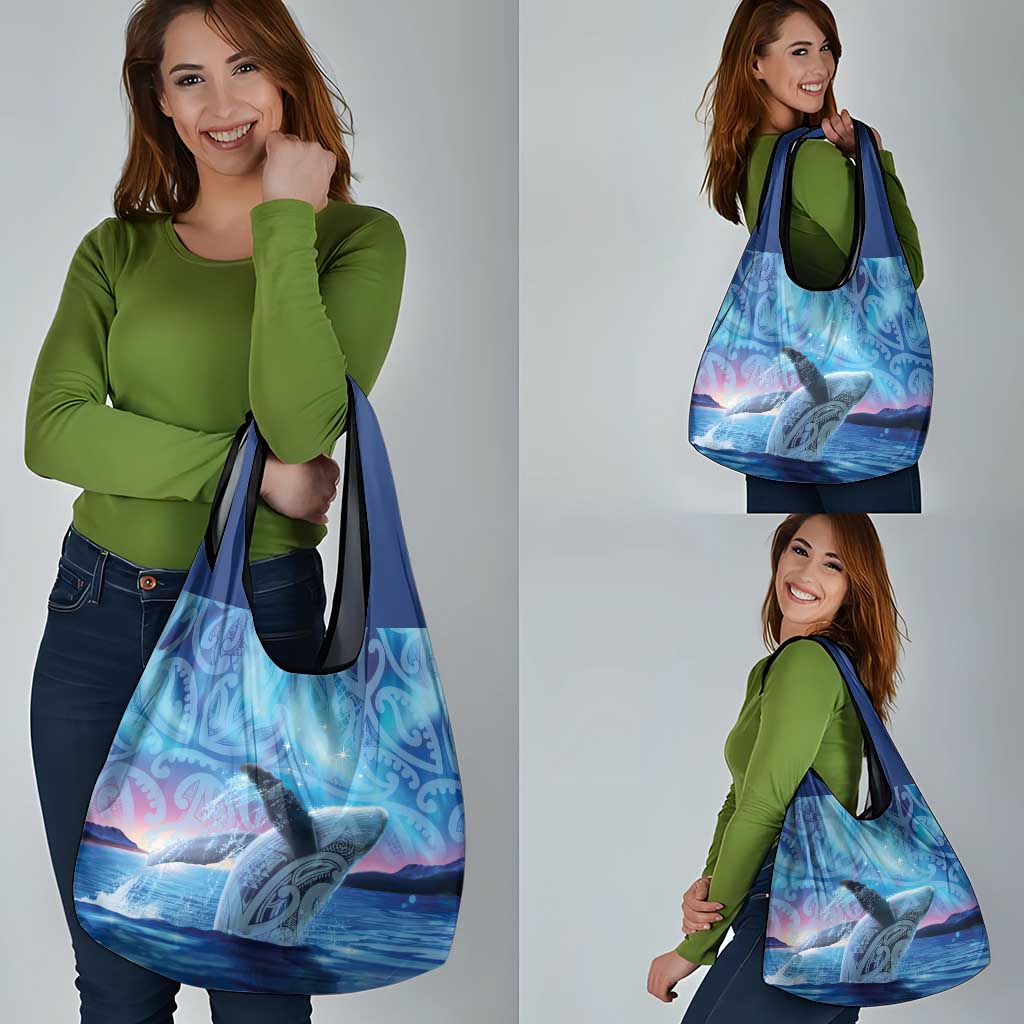 New Zealand Matariki Humpback Whale Grocery Bag Paikea Maori New Year Blue Galaxy