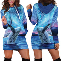 New Zealand Matariki Humpback Whale Hoodie Dress Paikea Maori New Year Blue Galaxy