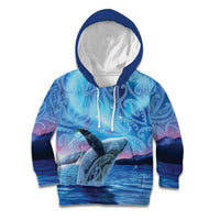 New Zealand Matariki Humpback Whale Kid Hoodie Paikea Maori New Year Blue Galaxy