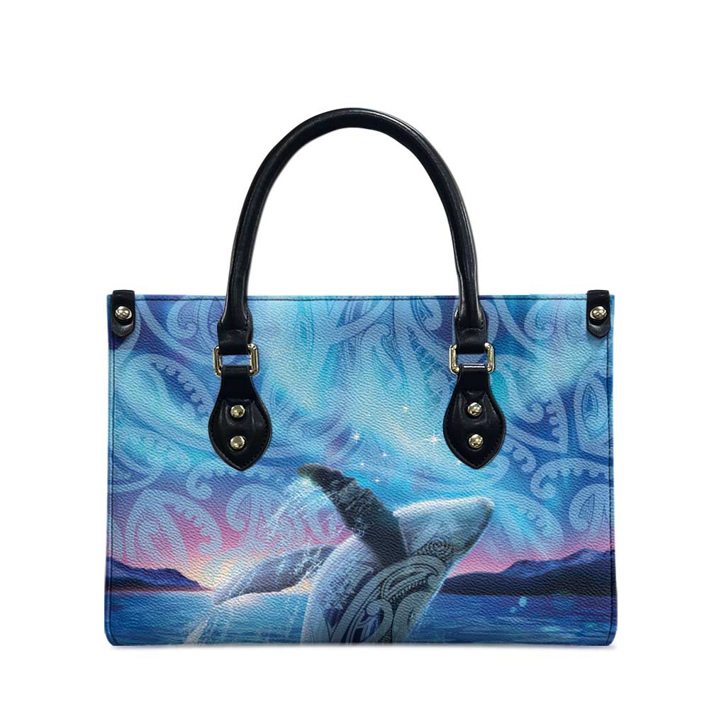 New Zealand Matariki Humpback Whale Leather Bag Paikea Maori New Year Blue Galaxy LT14 - Polynesian Pride