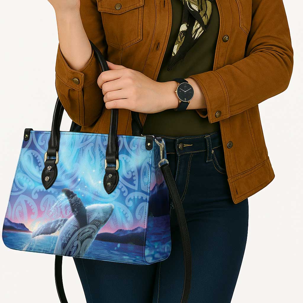 New Zealand Matariki Humpback Whale Leather Bag Paikea Maori New Year Blue Galaxy LT14 - Polynesian Pride
