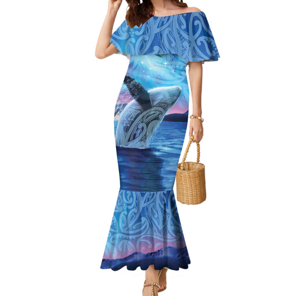 New Zealand Matariki Humpback Whale Mermaid Dress Paikea Maori New Year Blue Galaxy