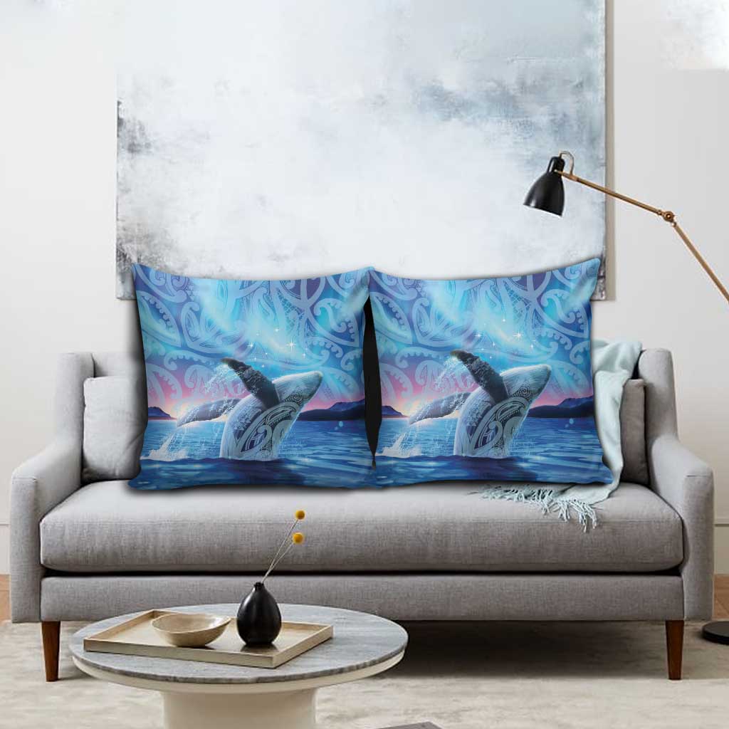New Zealand Matariki Humpback Whale Pillow Cover Paikea Maori New Year Blue Galaxy LT14 - Polynesian Pride