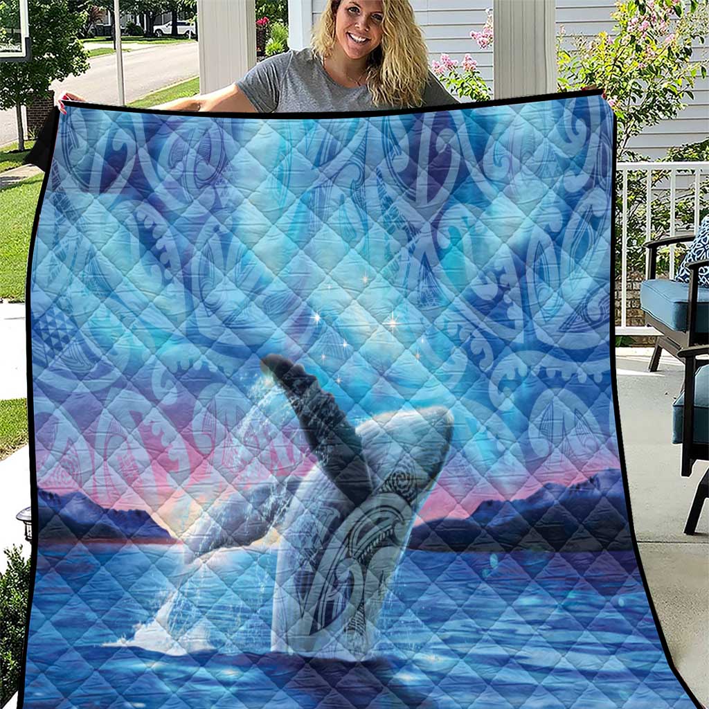 New Zealand Matariki Humpback Whale Quilt Paikea Maori New Year Blue Galaxy LT14 Blue - Polynesian Pride