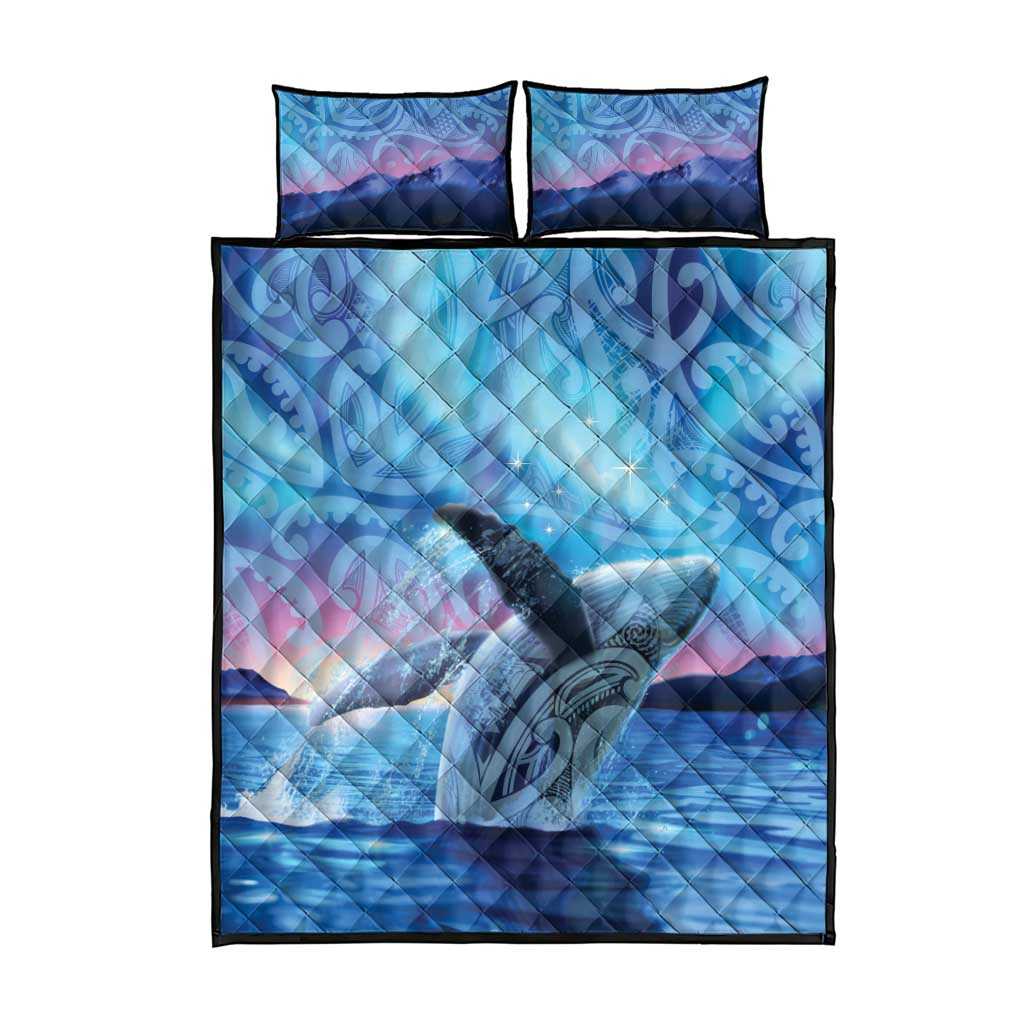 New Zealand Matariki Humpback Whale Quilt Bed Set Paikea Maori New Year Blue Galaxy