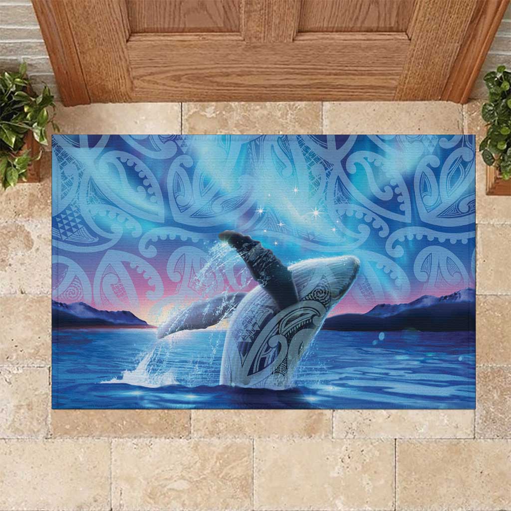 New Zealand Matariki Humpback Whale Rubber Doormat Paikea Maori New Year Blue Galaxy LT14 Blue - Polynesian Pride