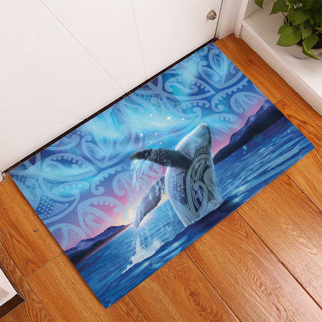 New Zealand Matariki Humpback Whale Rubber Doormat Paikea Maori New Year Blue Galaxy LT14 - Polynesian Pride