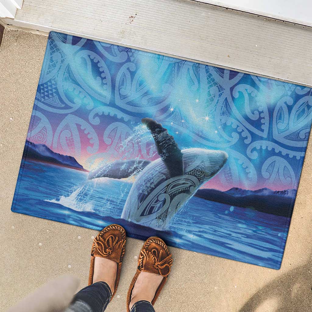 New Zealand Matariki Humpback Whale Rubber Doormat Paikea Maori New Year Blue Galaxy LT14 - Polynesian Pride