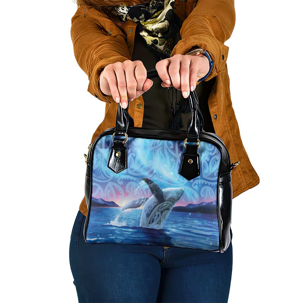 New Zealand Matariki Humpback Whale Shoulder Handbag Paikea Maori New Year Blue Galaxy LT14 One Size Blue - Polynesian Pride
