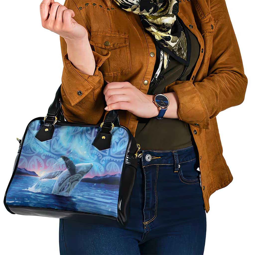 New Zealand Matariki Humpback Whale Shoulder Handbag Paikea Maori New Year Blue Galaxy LT14 - Polynesian Pride