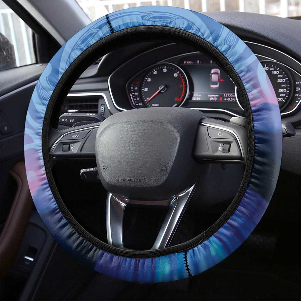 New Zealand Matariki Humpback Whale Steering Wheel Cover Paikea Maori New Year Blue Galaxy