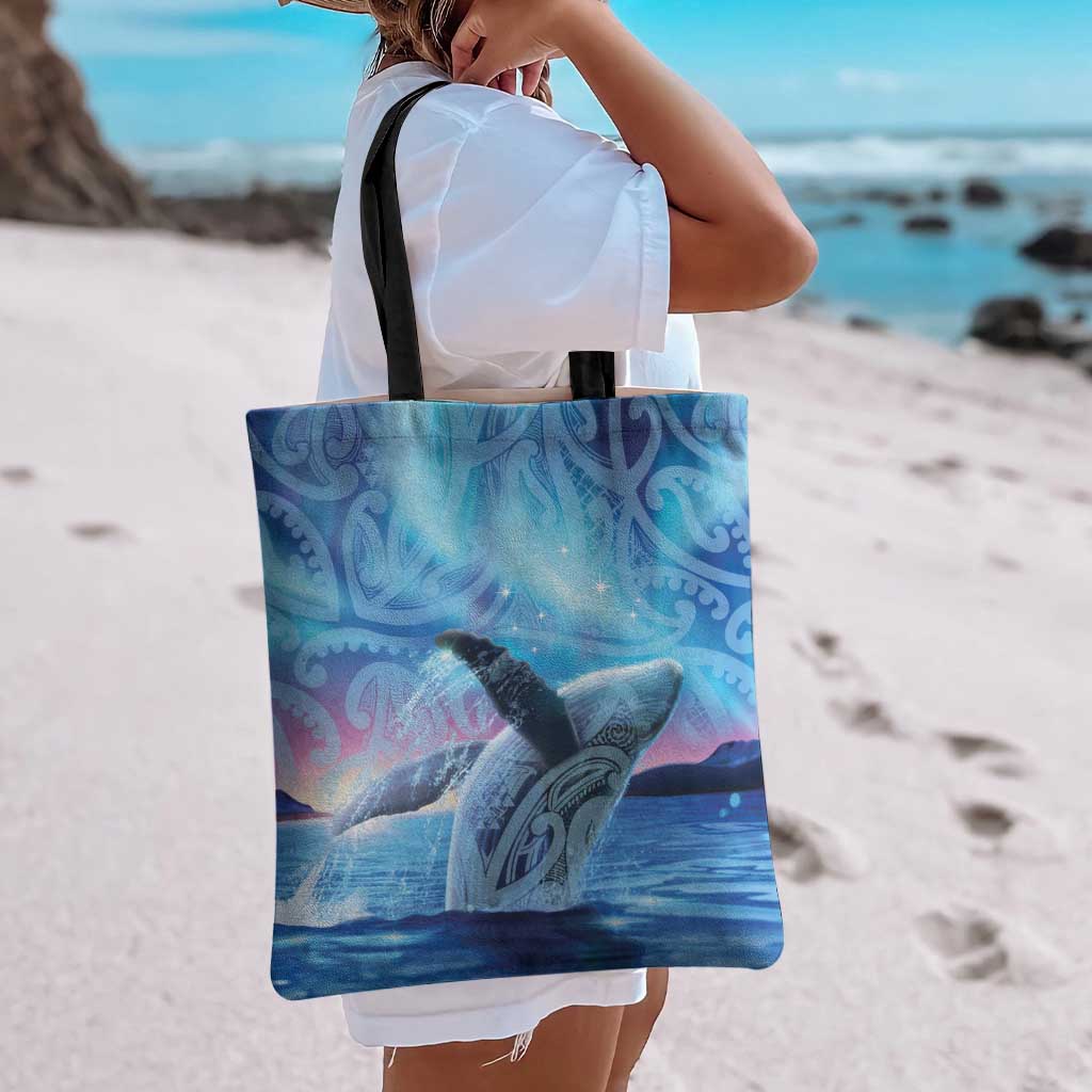 New Zealand Matariki Humpback Whale Tote Bag Paikea Maori New Year Blue Galaxy