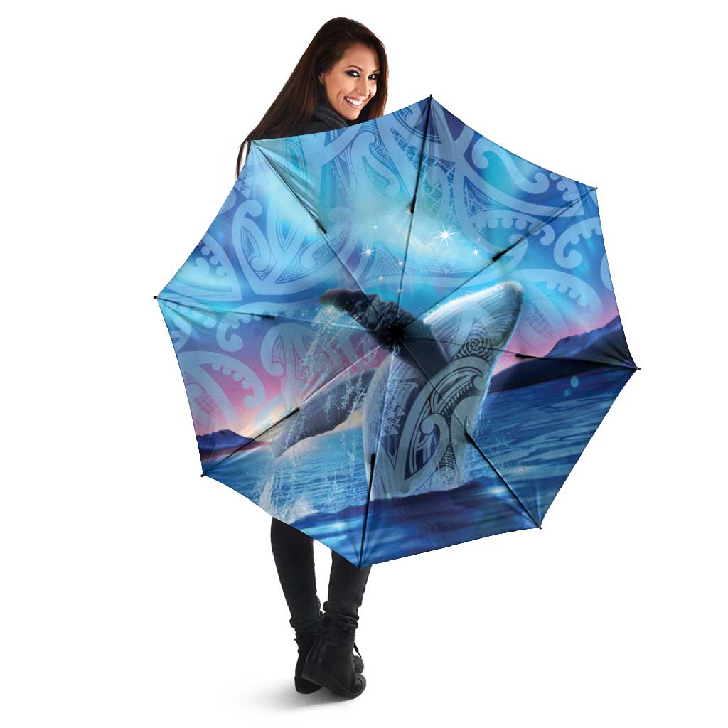 New Zealand Matariki Humpback Whale Umbrella Paikea Maori New Year Blue Galaxy LT14 - Polynesian Pride