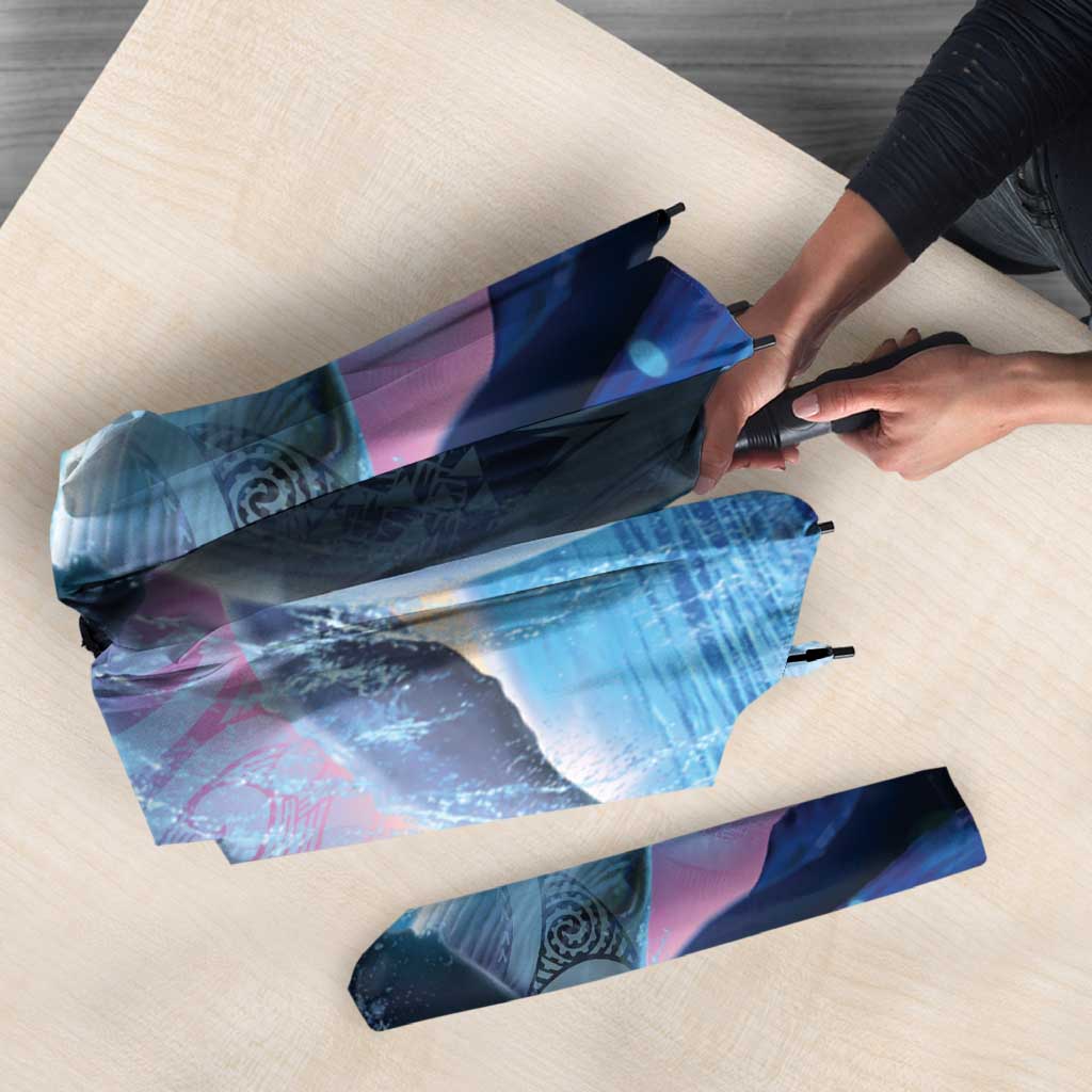 New Zealand Matariki Humpback Whale Umbrella Paikea Maori New Year Blue Galaxy LT14 - Polynesian Pride