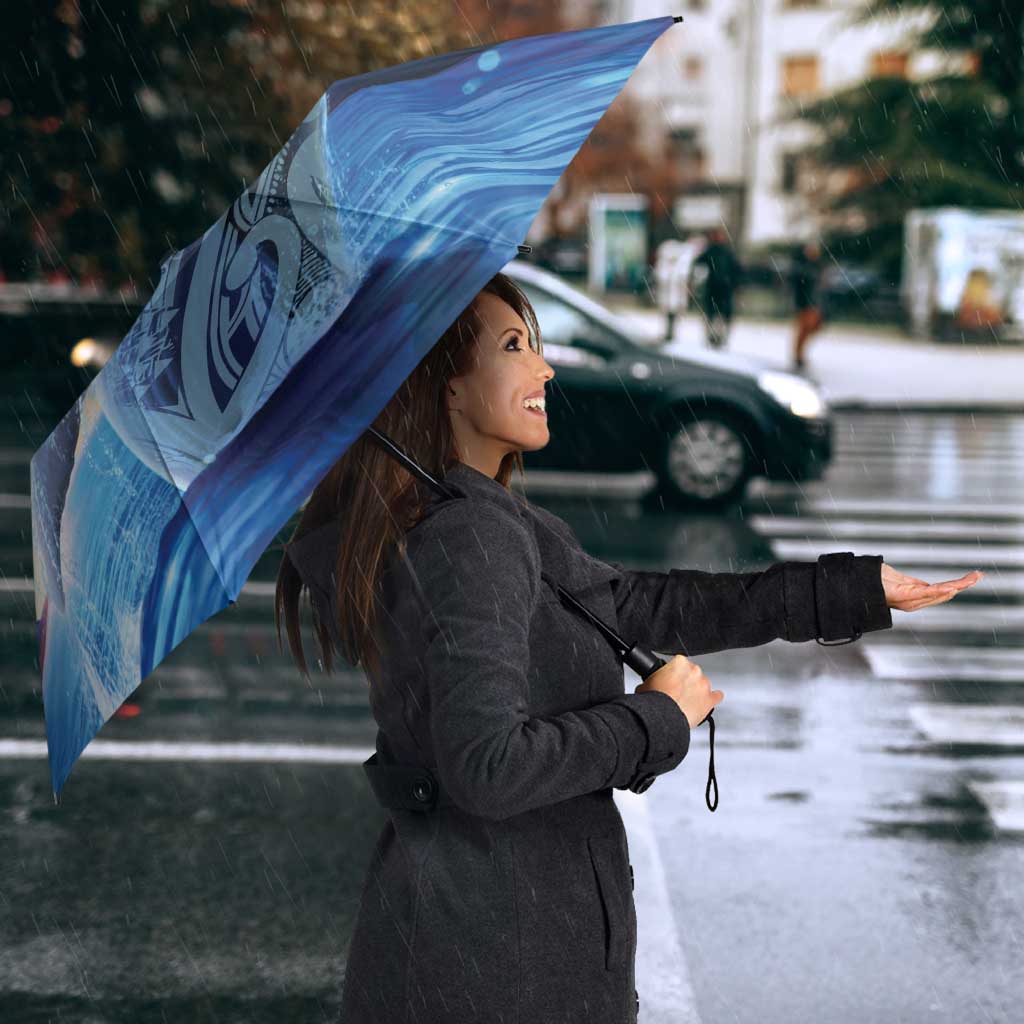 New Zealand Matariki Humpback Whale Umbrella Paikea Maori New Year Blue Galaxy LT14 - Polynesian Pride