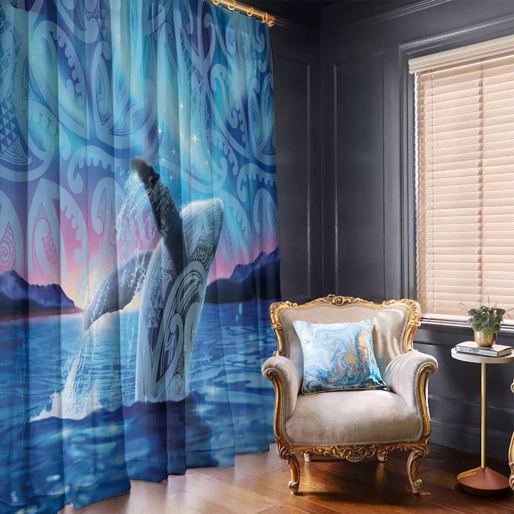 New Zealand Matariki Humpback Whale Window Curtain Paikea Maori New Year Blue Galaxy LT14 - Polynesian Pride
