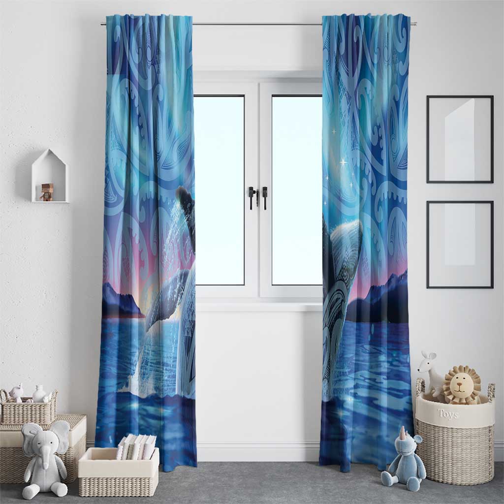New Zealand Matariki Humpback Whale Window Curtain Paikea Maori New Year Blue Galaxy LT14 - Polynesian Pride