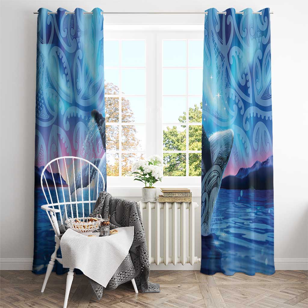 New Zealand Matariki Humpback Whale Window Curtain Paikea Maori New Year Blue Galaxy LT14 - Polynesian Pride