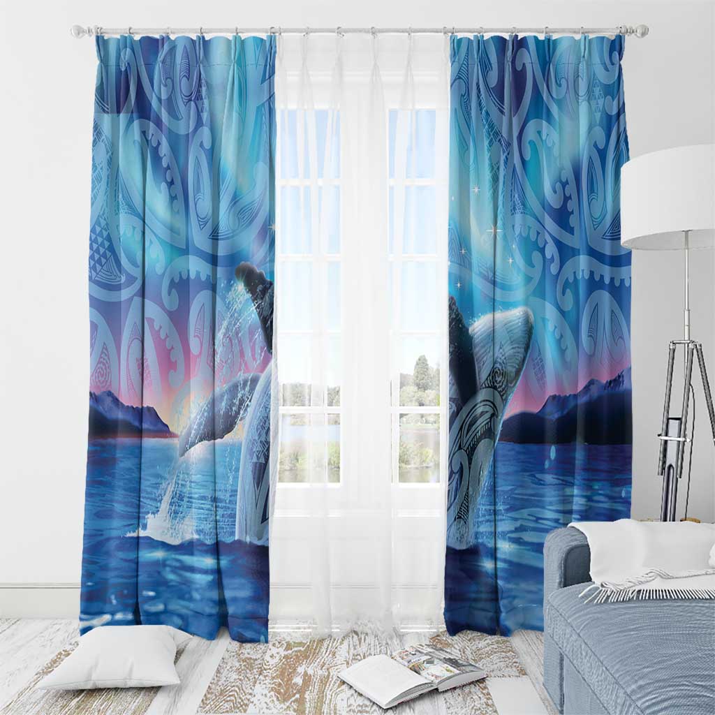 New Zealand Matariki Humpback Whale Window Curtain Paikea Maori New Year Blue Galaxy LT14 - Polynesian Pride