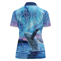 New Zealand Matariki Humpback Whale Women Polo Shirt Paikea Maori New Year Blue Galaxy