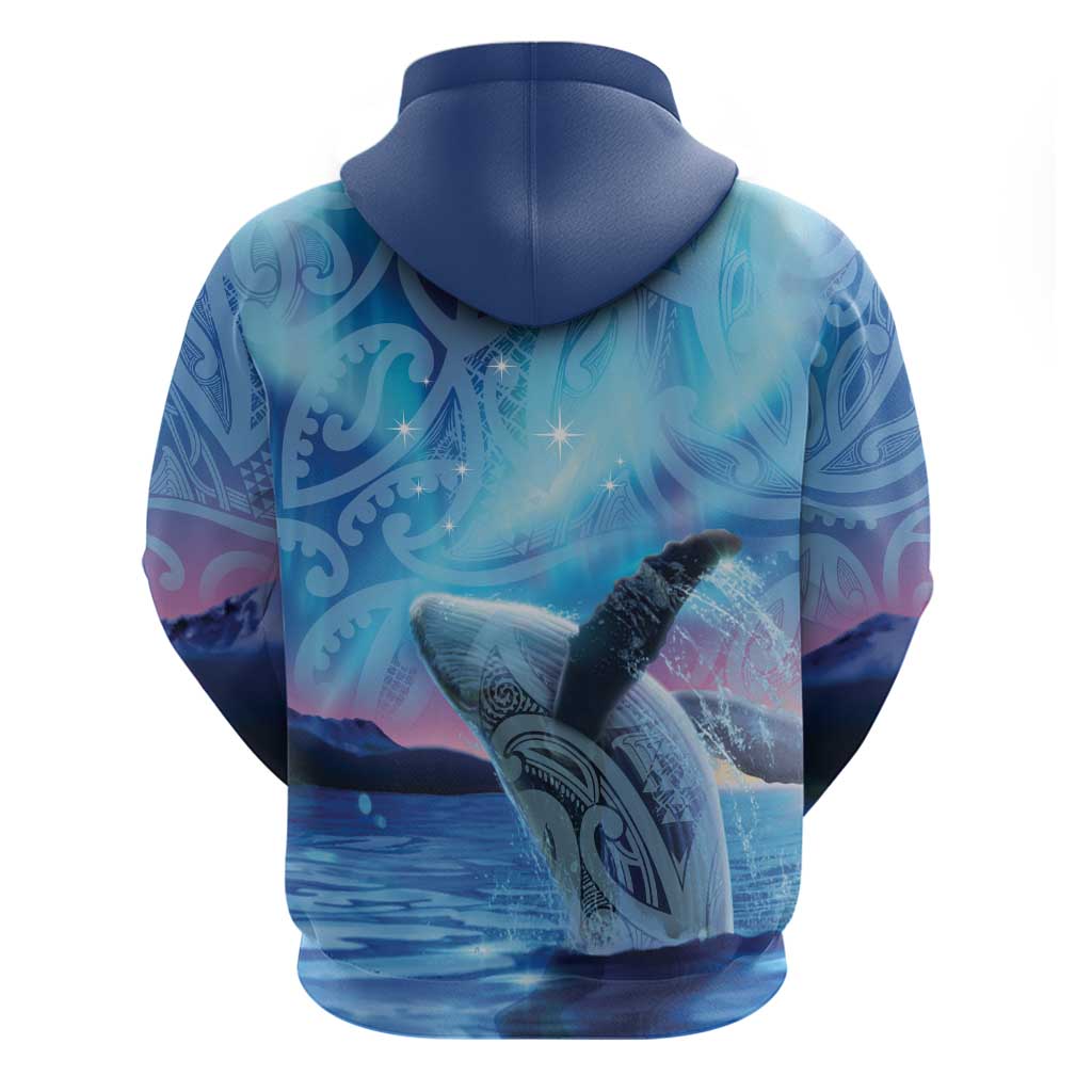 New Zealand Matariki Humpback Whale Zip Hoodie Paikea Maori New Year Blue Galaxy